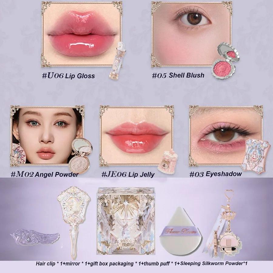 Flower Knows Strawberry Cupid Box Collection Make Up Sets Cosmetics Full Set Palette Pressed Powder Blush Lipstick Gift Box