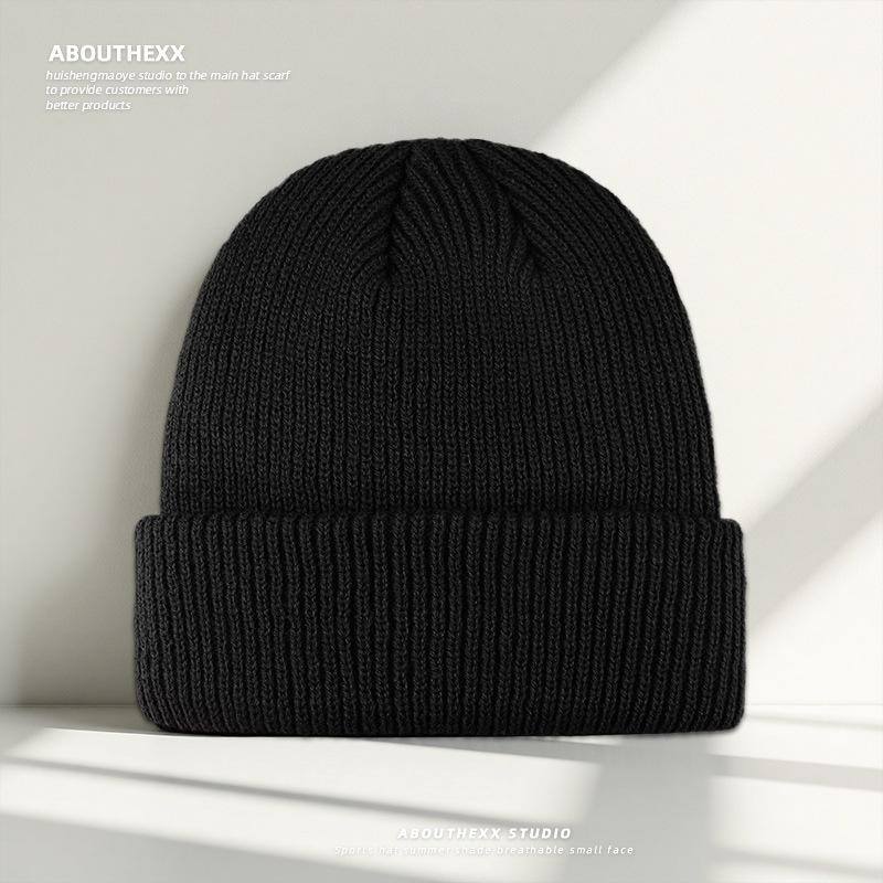 Solid Color Simple Knitted Hat for Women Autumn and Winter Warm Woolen Hat New Pullover Hat  Versatile Cold Hat for Men