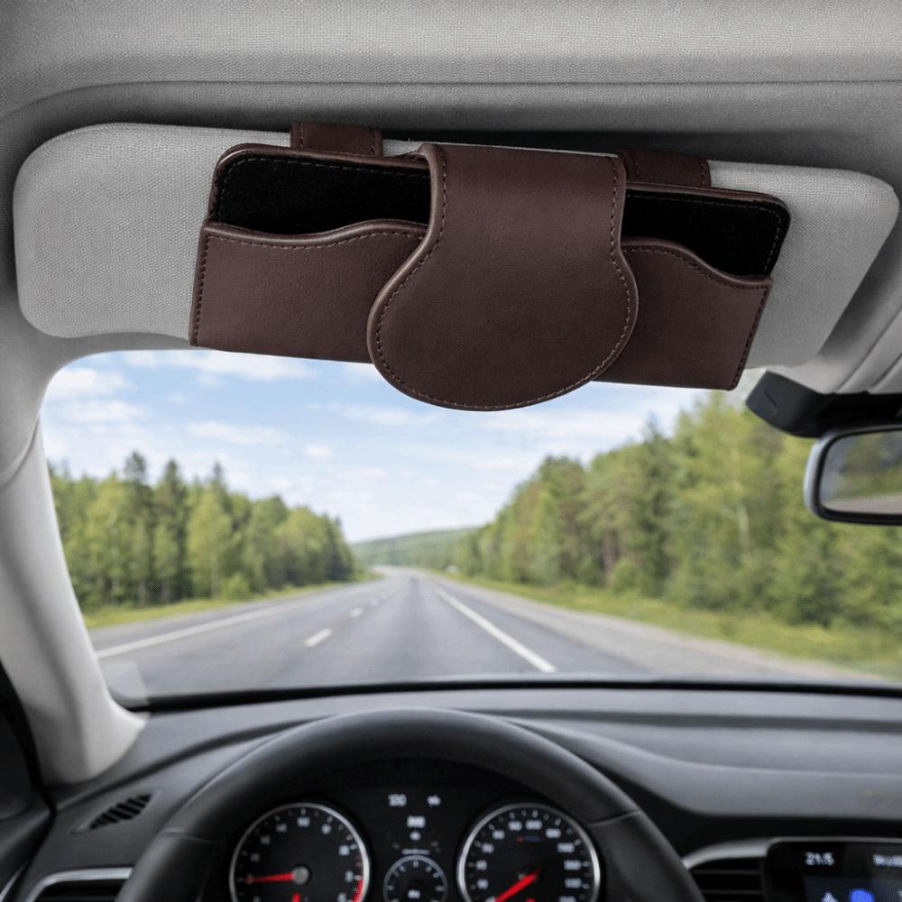 Eyeglass Case Car Sunglasses Holder PU Leather Sun Visor Storage Box Car Glasses Case  Automobile