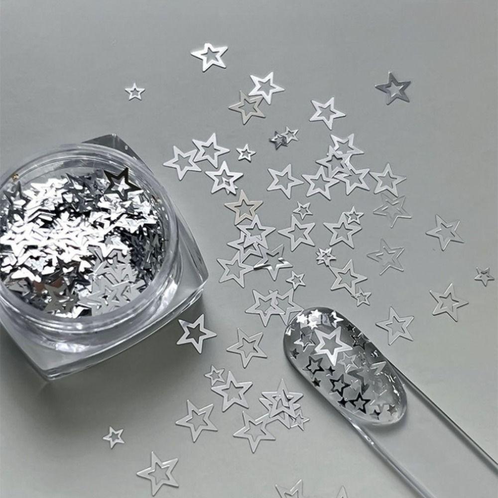Hollow Out Five-pointed Star Glitter Nail Charms Colorful Minimalist Sequins Nail Decorations DIY Glitter Nail Accessories