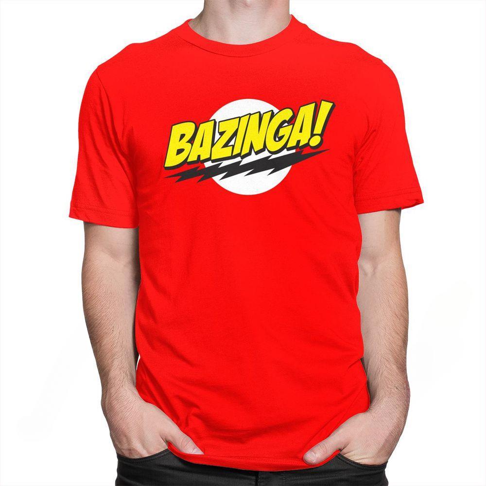 The Big Bang Theory Bazinga T Shirt Men 100% Cotton Handsome Sheldon Cooper T-Shirt Geek Tbbt Tee Tops Merch Gift