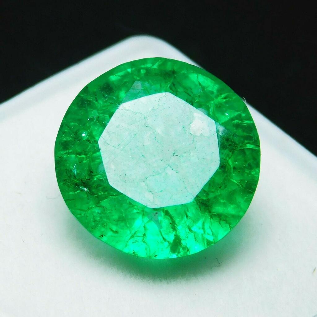 Round Cut CERTIFIED 8 Carat Natural Green Colombian Emerald Loose Gemstone MQ-21 009