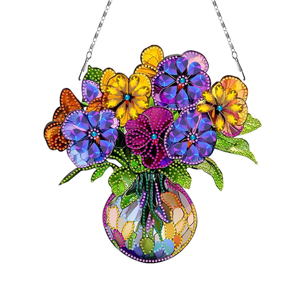 

2D/Flat DIY Hanging Diamond Art Kits Single-Sided Drill Rhinestone Diamond Art Window Pendants Wall Decor for Home & Windows