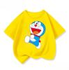 Kawaii Children Short Sleeve Tee Lovely Doraemon Print Soft Crew Neck Casual Daily Summer Outfit For Kids 3 To 14