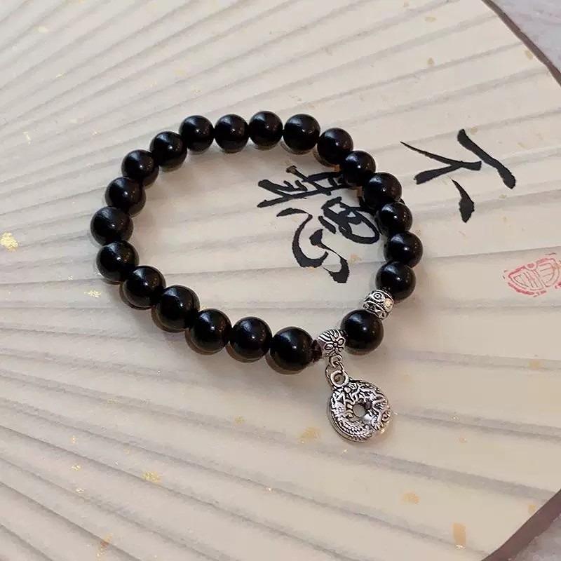 Retro Safety Buckle Prays for Good Luck with Peach Blossoms, Enamel Color Women's Jewelry Bracelet.