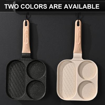 Multifunctional Eggs Frying Pans Nonstick 3 Sections Skillets for Breakfast Heat Resistant Handle Omelette Cooking Pans