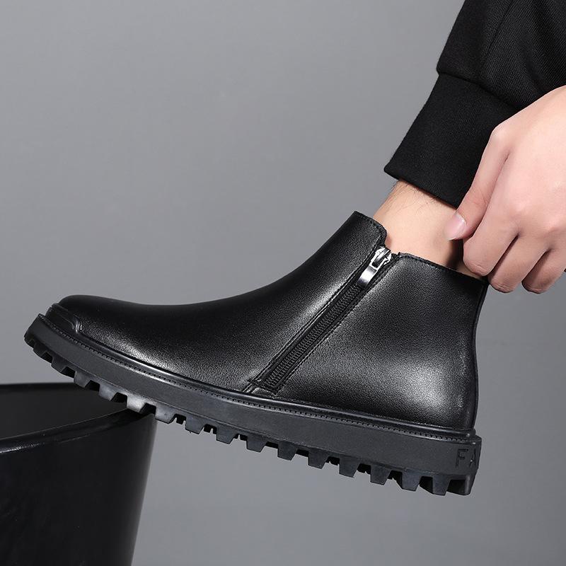Fashion British Style Men's Fashion Chelsea Boots Black Stylish Platform Shoes Cowboy Autumn Winter Boot Original Leather Ankle Botas