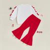2025 Christmas Embroidered Bow Sweatshirt & Flared Pants Set
