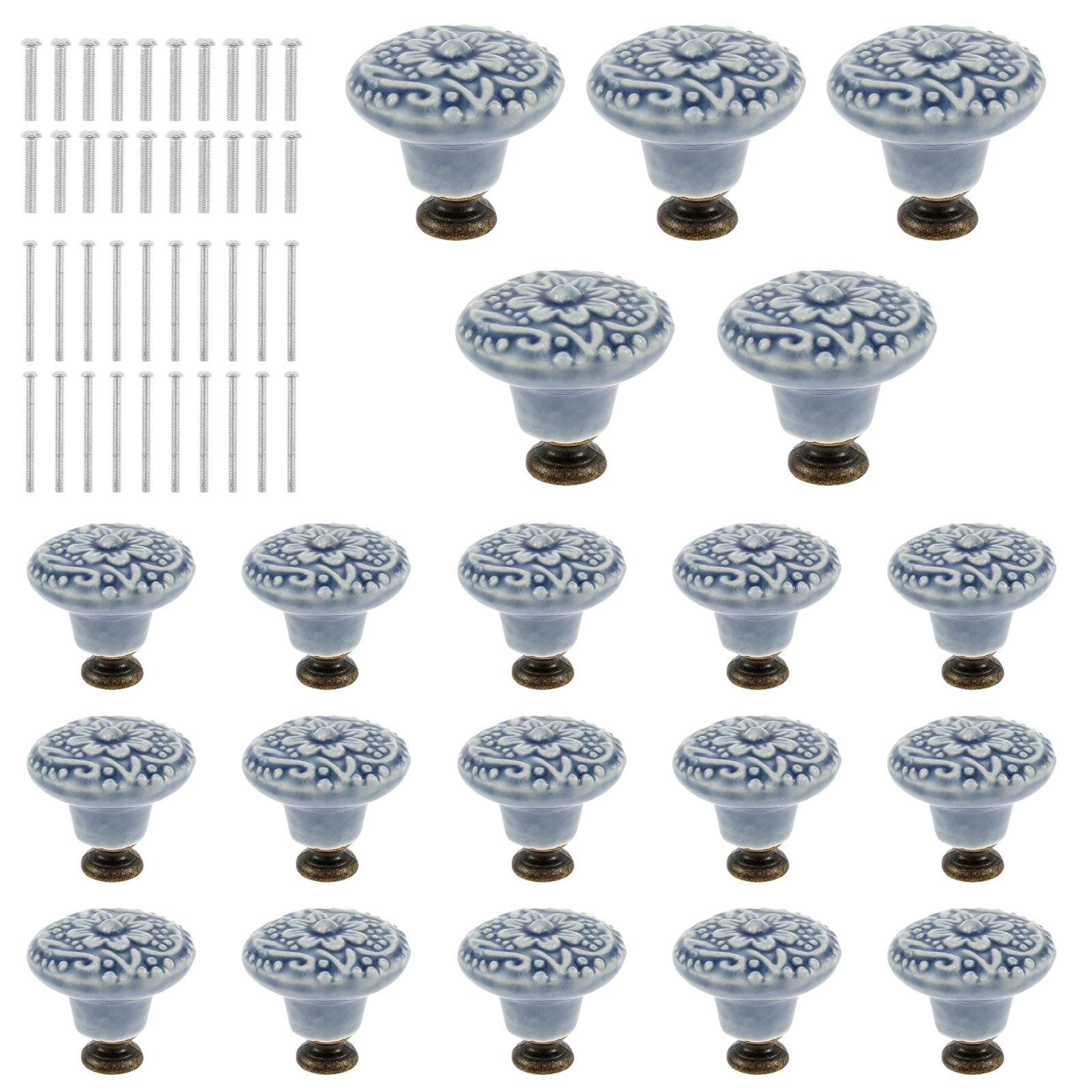 

20Pcs Ceramic Knob Set Door Knobs Cabinet Handles Cupboard Drawer Kitchen Bathroom Multipurpose Cupboard Door Pull Handle 20PCS синій