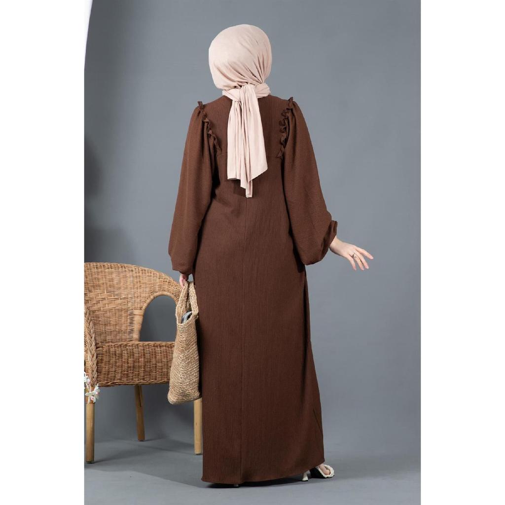 Ruffled Robe Wrap Dress-black