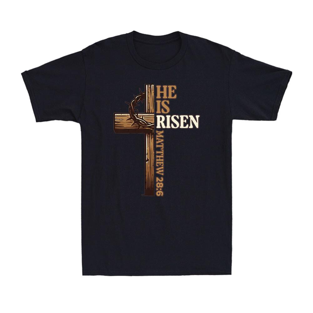 He Is Risen Jesus Christian Funny Easter Cross Easter Day Gift Men s T-Shirt S разноцветный