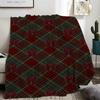Christmas Plaid Blanket Red Ribbon Bow Knot Throw Blankets Green Checkered Bed Sofa Cover Winter Holiday Home Decoration