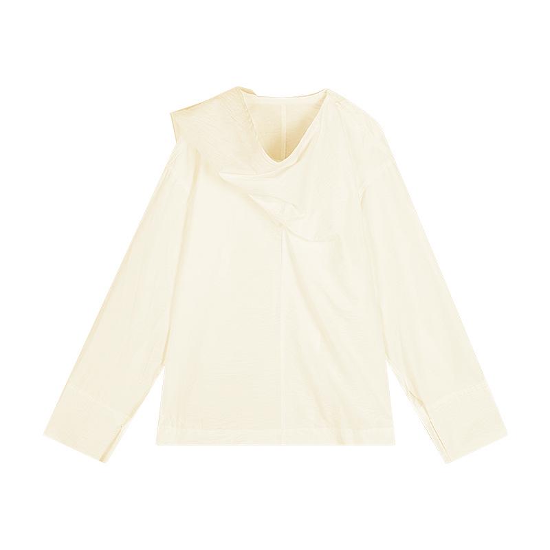 

Качество Стиль 2025: Весенний повседневный японский и корейский хлопковый пуловер, воротник-хомут, женская рубашка свободного кроя