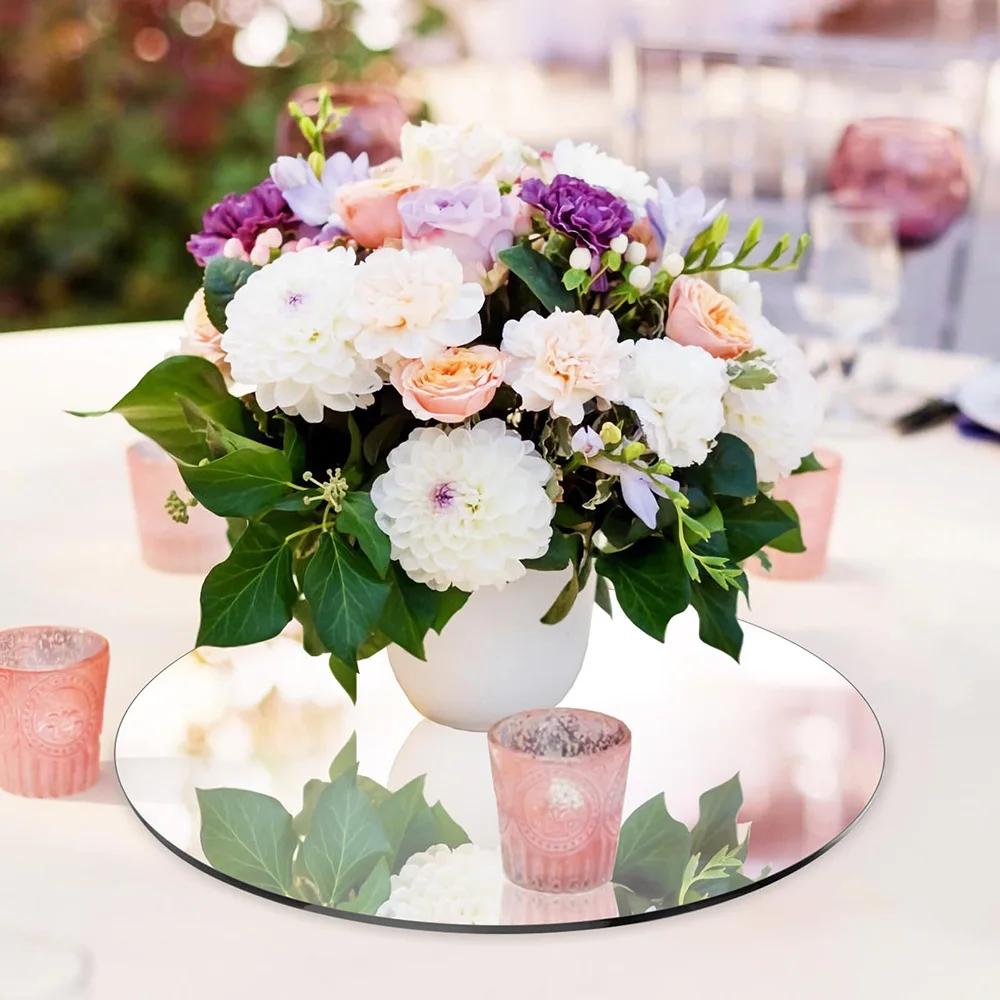 Runtow 6pcs 10/20/30cm Acrylic Round Mirrors For Wedding Centerpieces Table Decor ,Baby Shower Birthday Party Table Decor