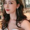 Sweet Butterfly Earrings High Sense Celebrity Style Long Style Pearl Tassels Show Face Thin Crystal Earrings Women's Ornament