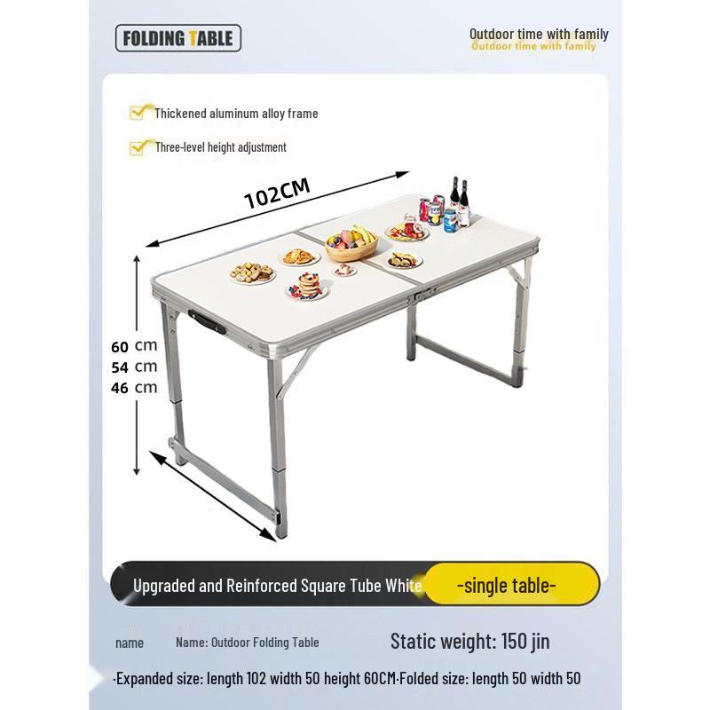 Portable Aluminum Folding Table - Multifunctional Dining, Study, or Outdoor Use