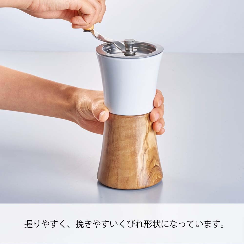 HARIO Ceramic Coffee Mill Wood N Hand Ground Coffee Beans 30g MCWN-2-OV