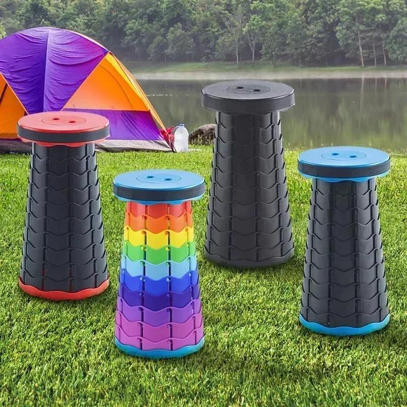 Portable Folding Chair, Lightweight & Adjustable Height, Compact Stool for Outdoor Camping, Fishing, Beach High-Strength Plastic