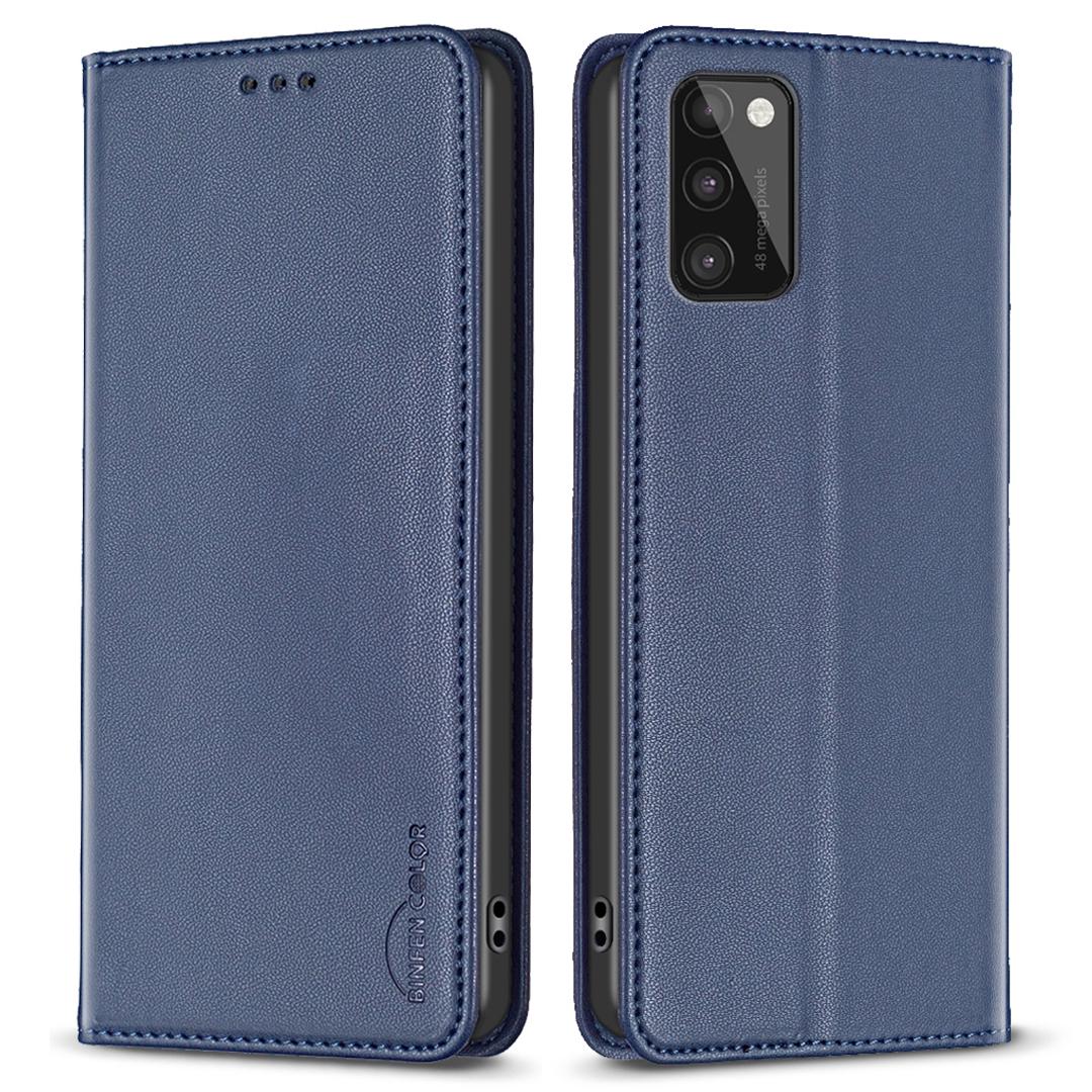 

BINFEN COLOR BF18 Phone Leather Case for Samsung Galaxy A41 (Global Version) Card Holder Stand Cover Blue