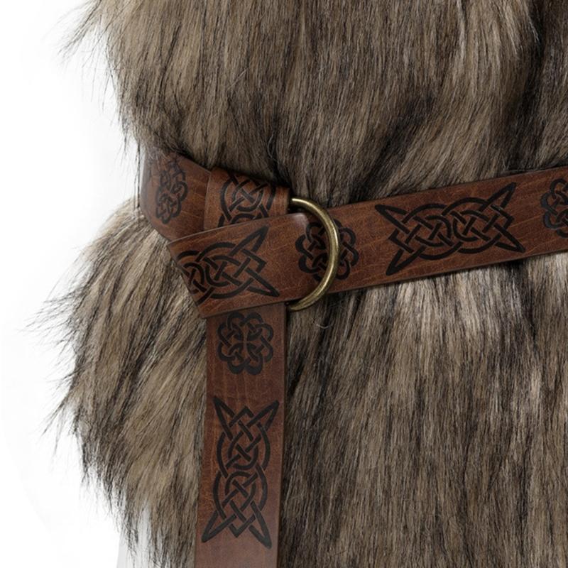 Men Vikinges Vest Medieval Faux Furs Waistcoat Coat Outwear Warriour Renaissances LARP Cosplay Costume for Halloween