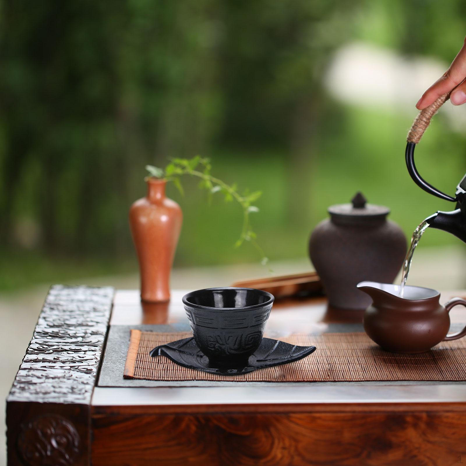 

Чугунная чашка для чая с подставкой, кружка для кунг-фу для использования в офисе Leaf coaster