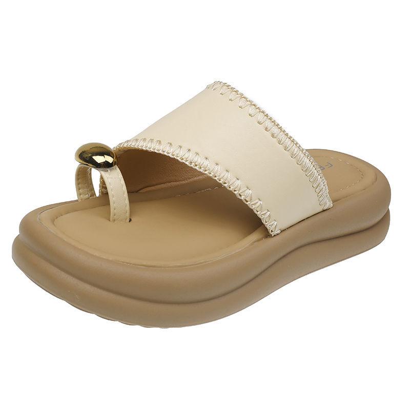 Set of Toe Cool Slippers Women's Summer 2025 New Fashion Work with Skirt Cool Slippers Thick Bottom Beach Travel Tide