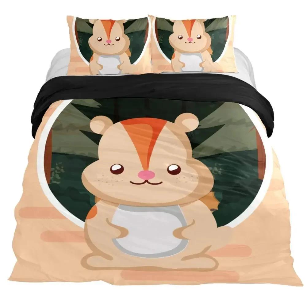 Cartoon Beaver Duvet Cover King Queen Funny Lovely Animal Bedding Set Boys Girls Wildlife Polyester Comforter Cover Pillowcase