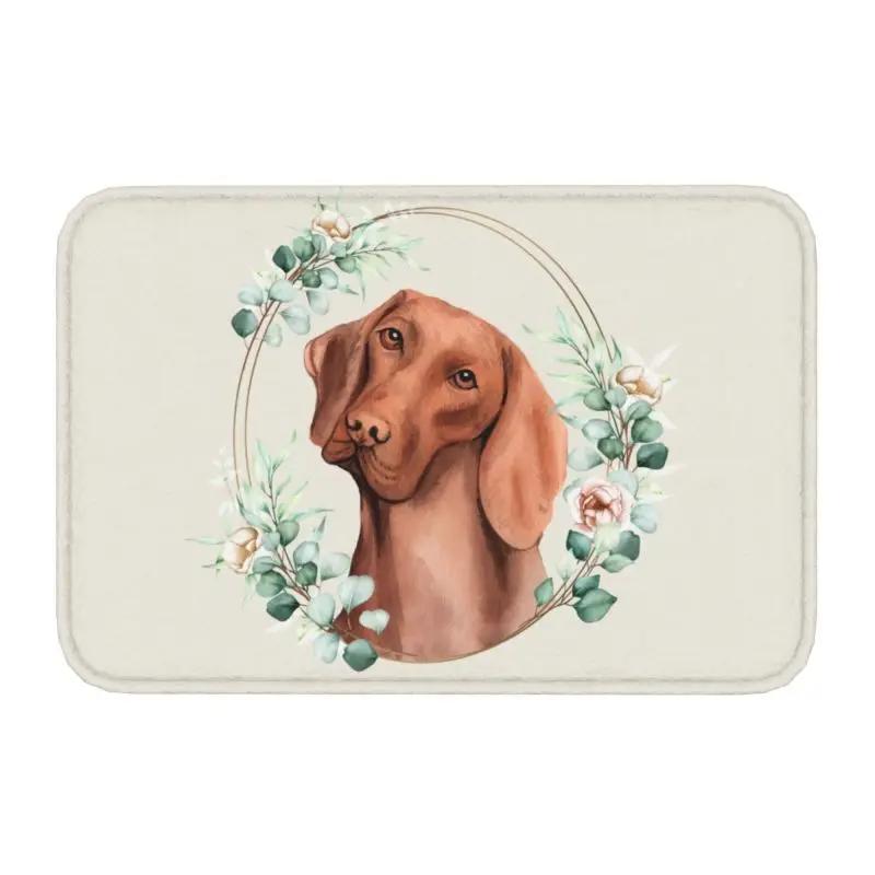 Custom West Highland White Terrier Dog In Floral Gold Wreath Doormat Non-Slip Entrance Door Floor Mat Garage Rug Carpet Footpad