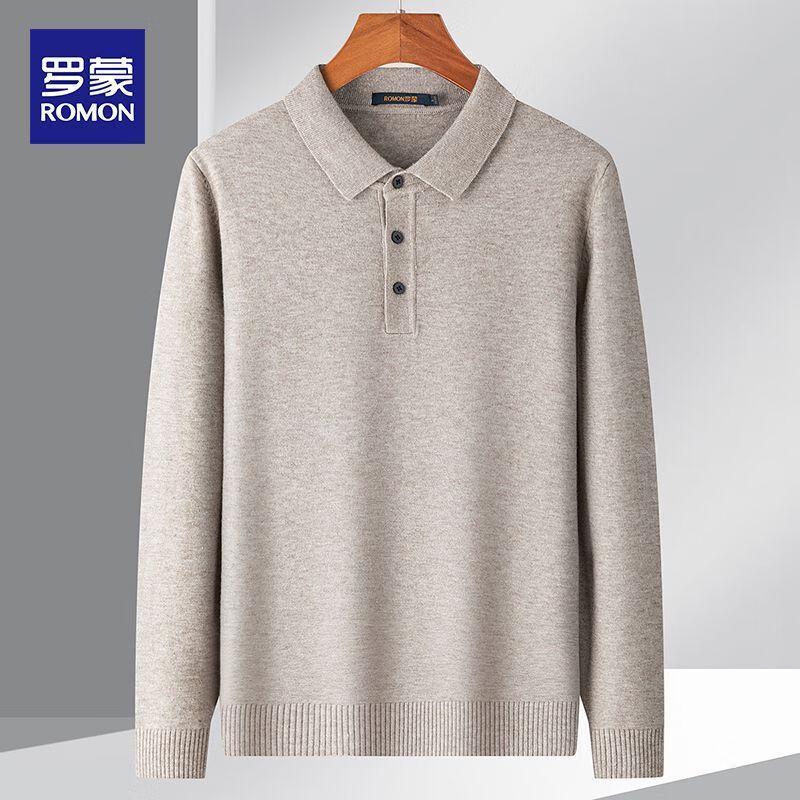 Romon Men's Classic Knit Polo Long Sleeve T-Shirt
