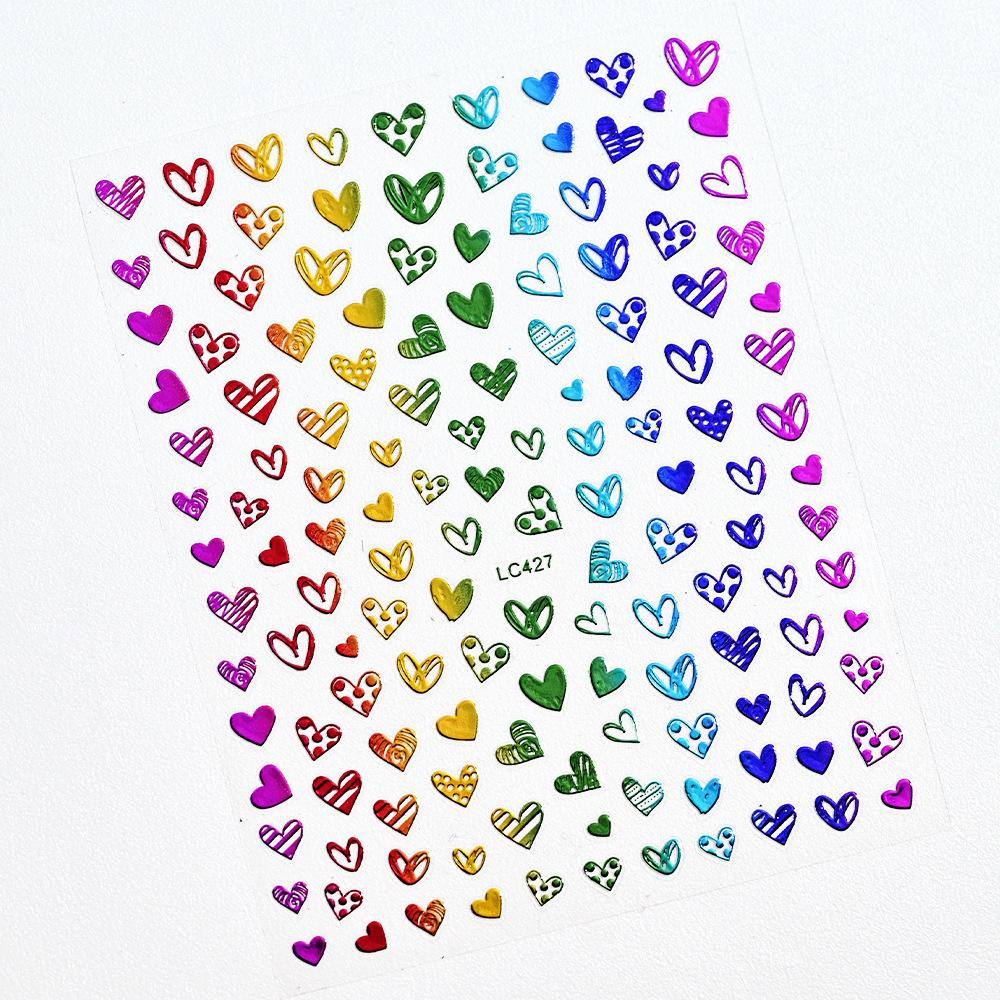 Black Heart-Shaped Japanese Manicure Sticker, Small Fresh Lines Love Striped Nail Decorative Decal