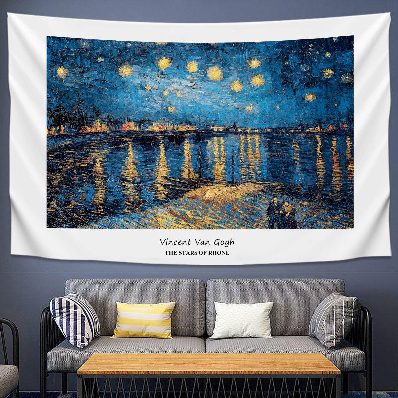 VIKAMA Monet Morning On The Seine Fine Art Tapestry Art Wall Hanging Aesthetic Home Decor Tapestries Living Room Bedroom Decor