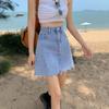 Denim Short Skirt Summer Women's Fashion Denim Three Piece Short Skirt High Waist Wrap Hip A-line Skirt