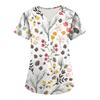 Women Nurse Uniform Floral 3D Print Tops V-Neck Pocket Medical Uniforms Nursing Short Sleeve T-shirt Tops Working Clothes
