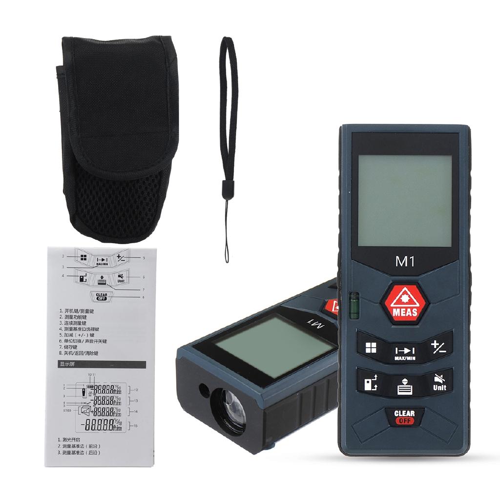 Digital Laser Distance Meter 40/60/80/100m Area Volume Pythagorean Measure Tool IP65 Protection Front and Rear Benchmark