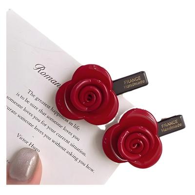 Rose Flower Acetic Acid Hair Clip AtmosphereSide Bangs ClipGirlish Side Clip Broken HairDuckbeak Clip Hair Accessory