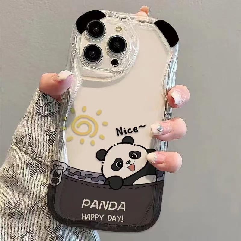 Creative Cute Panda Phone Case for iPhone 12/13/14/16 Pro Max