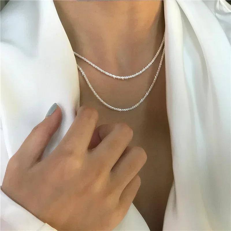 Popular Sparkling Necklace For Women  Colour Clavicle Chain Choker Fashion Jewelry Wedding Party Birthday Gift
