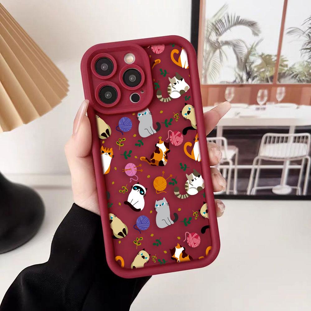 Cute Cat Charming Phone Case For iPhone Apple 17 AIR 16 16E 11 12 13 14 15 XR Plus Pro Max DIY Case TPU Shockproof Cover Capa