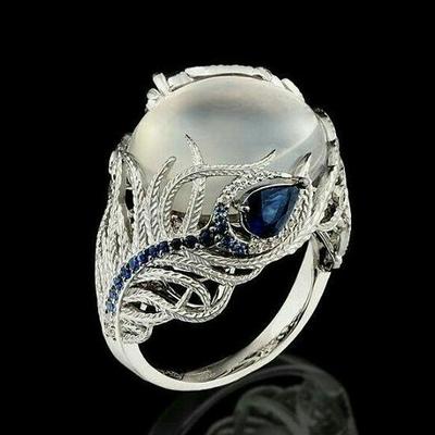 Popolare Anello di Fidanzamento in Zircone Bicolore Placcato a Forma di Uovo d'Oca