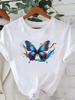 (Asian Size) trend butterfly cute Women Printed Lady Casual Short Sleeve T Tee Top Clothing Shirt Fashion Female Graphic T-shirts