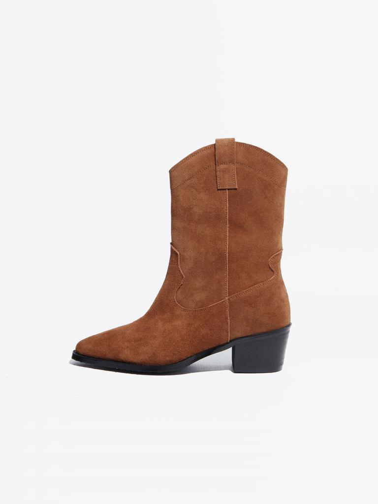 Komorebi Museum Km012M Cow Leather Western Suede Mid-Calf Boots Genuine Leather Ver. Oak (Brown)