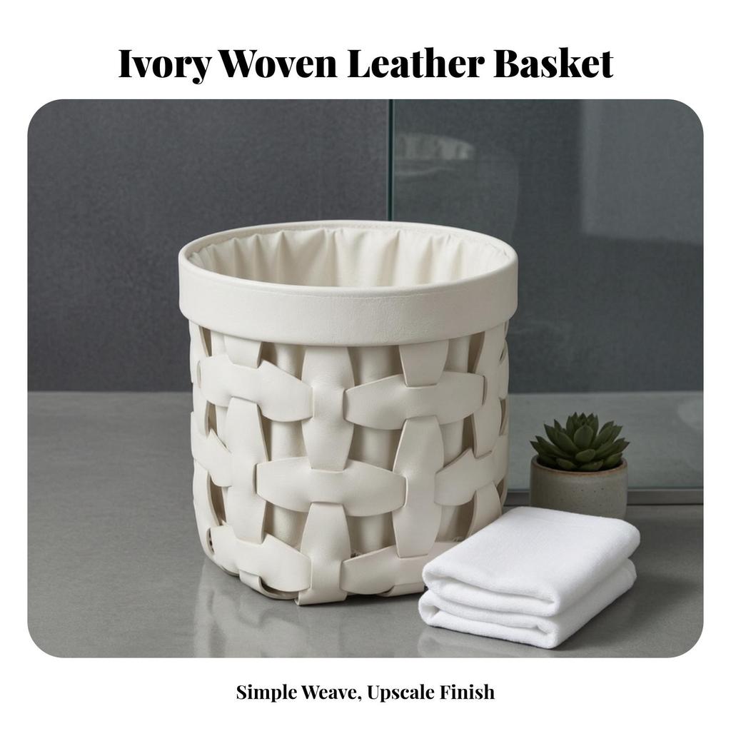 Decorative Woven Laundry Basket Space-Saving with Textile Lining