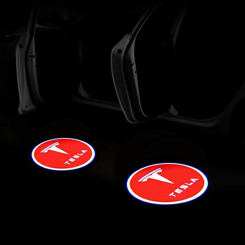 

2pcs for Tesla Model 3 S X ModelY Car LED 3D Shadow Welcome Light Projector Decorative Atmosphere Lamp Auto Accessories