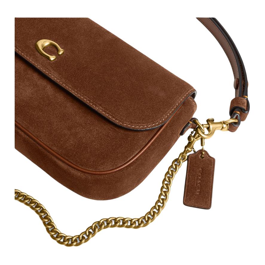 Coach Brook 23 Wildleder Ledertasche Damen Umhängetasche Messing Warm-Braun CDD05-B4WBR
