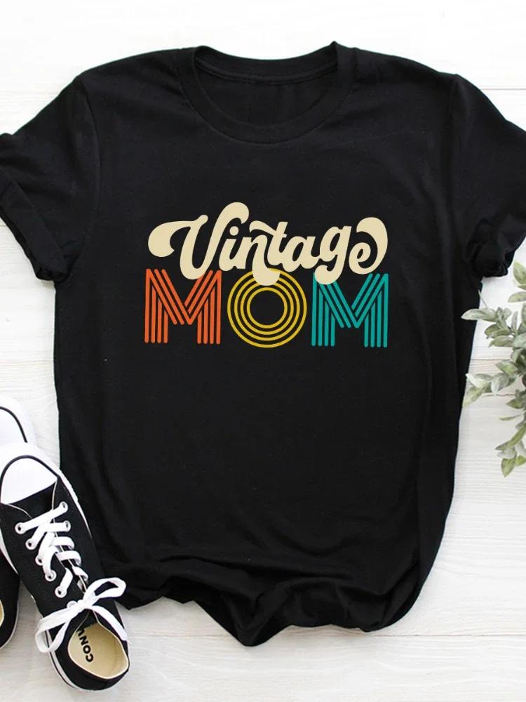 Vintage Mom Letter Print Women T Shirt Short Sleeve O Neck Loose Women Tshirt Ladies Tee Shirt Tops Clothes Camisetas Mujer
