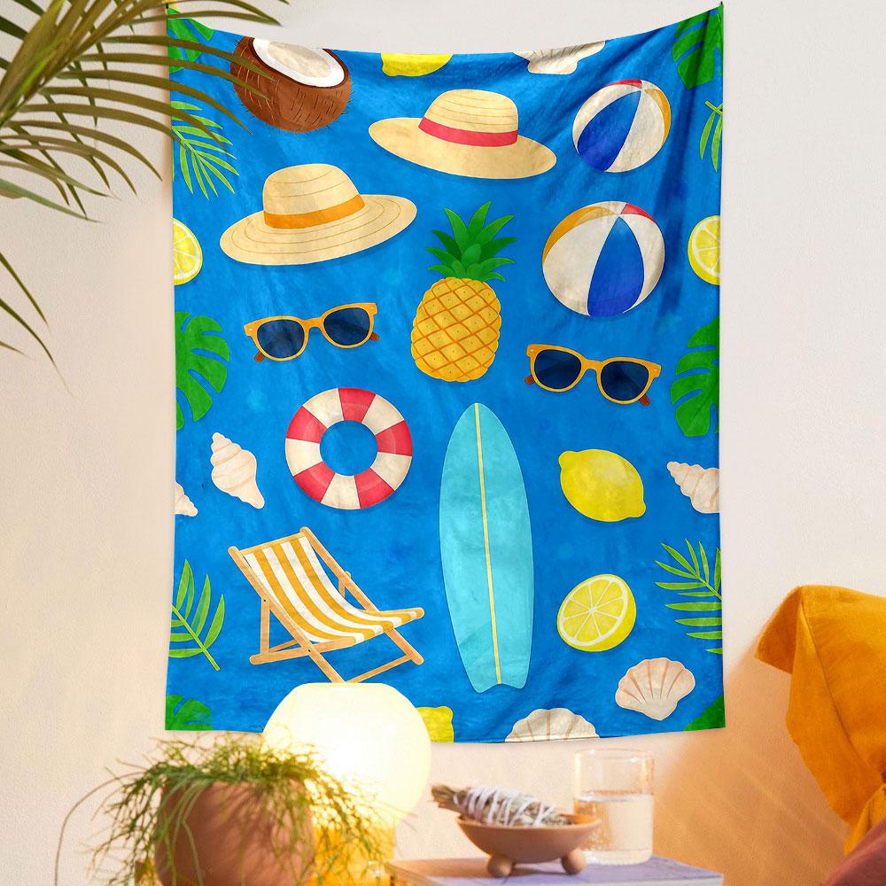 Summer Beach Vibes Pattern Design Patterned Tapestry Home Decor, Suitable for Bedroom and Living Room, Gift