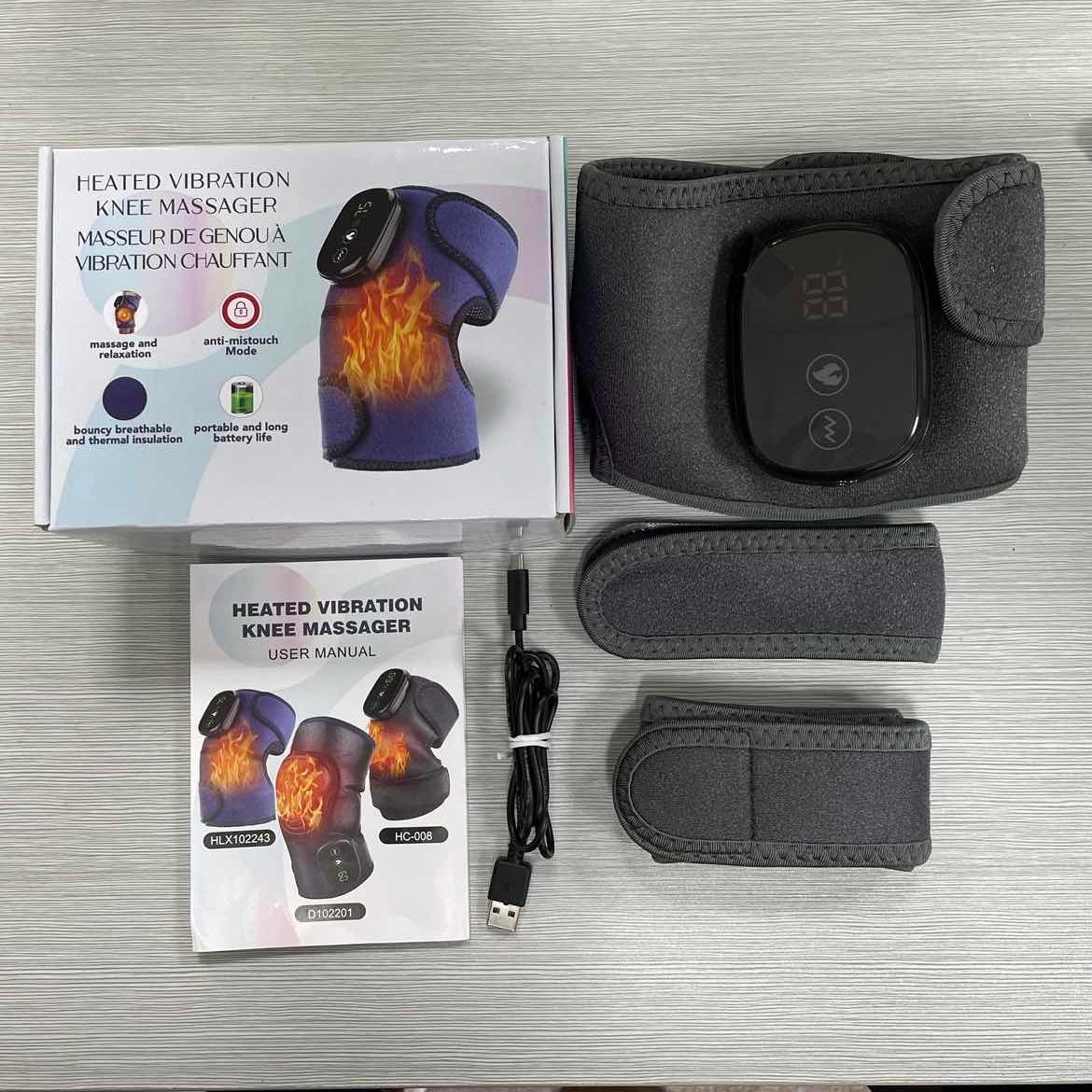 

Электрический массажер для колена с красным светом, электрический 3 в 1, плечевой, локоть, коленный ремень, согревающий вибрационный массаж USB Charing 5V