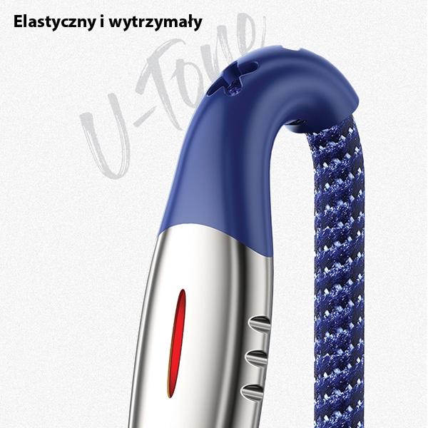 Usams Kabel Pleciony U-Tone Lightning1.2M Power-Off 2A Fast Charging Czarny/Black Sj344Usb01 (Us-Sj344)