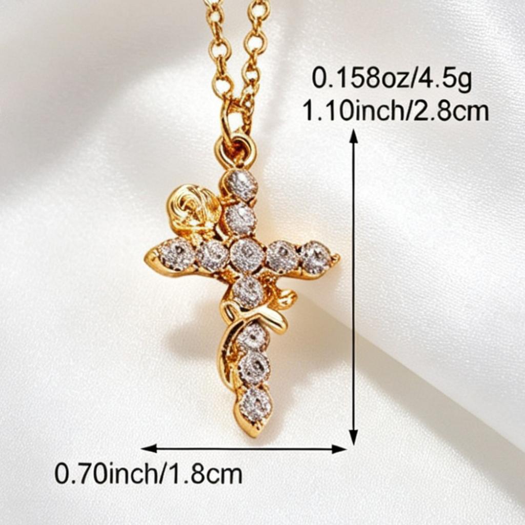 Hot Sale Ladies Necklace, Personalized Cross Rose with Zircon Design Clavicle Chain Versatile Necklace