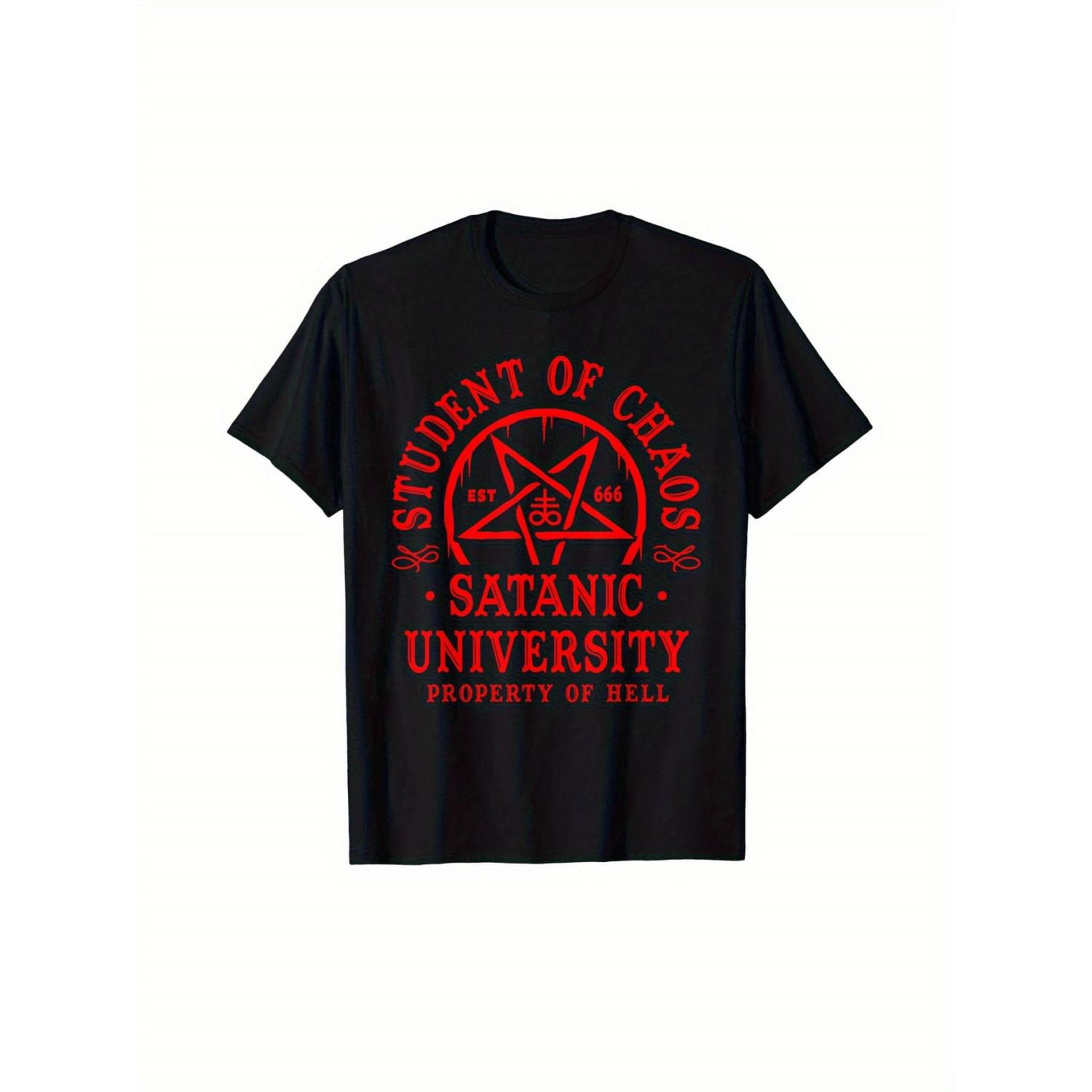 

Mens Top TShirt Dark Style Gothic Red Symbol Letter TShirt 100 Cotton Short Sleeve Crew Neck Casual AllSeason Wear XXXXXL чорний